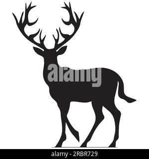 Silhouette Wild Deer Vektor Illustration Stock Vektor