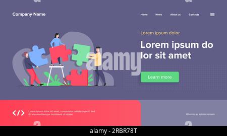 Partner, die große Puzzleteile in der Hand haben Stock Vektor