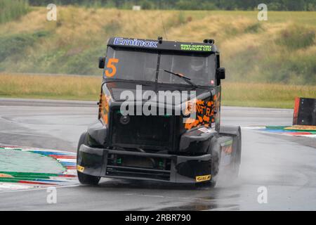 Andover, Großbritannien. 08. Juli 2023. Qualifizierung bei der British Truck Racing Championship auf dem Thruxton Circuit, Andover, Großbritannien, am 8. Juli 2023. Foto: Chris Williams. Nur redaktionelle Verwendung, Lizenz für kommerzielle Verwendung erforderlich. Keine Verwendung bei Wetten, Spielen oder Veröffentlichungen von Clubs/Ligen/Spielern. Kredit: UK Sports Pics Ltd/Alamy Live News Stockfoto