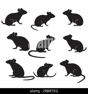 Ein Satz Silhouettenvektorillustration für Ratten Stock Vektor