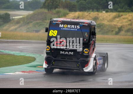 Andover, Großbritannien. 08. Juli 2023. Qualifizierung bei der British Truck Racing Championship auf dem Thruxton Circuit, Andover, Großbritannien, am 8. Juli 2023. Foto: Chris Williams. Nur redaktionelle Verwendung, Lizenz für kommerzielle Verwendung erforderlich. Keine Verwendung bei Wetten, Spielen oder Veröffentlichungen von Clubs/Ligen/Spielern. Kredit: UK Sports Pics Ltd/Alamy Live News Stockfoto