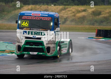 Andover, Großbritannien. 08. Juli 2023. Qualifizierung bei der British Truck Racing Championship auf dem Thruxton Circuit, Andover, Großbritannien, am 8. Juli 2023. Foto: Chris Williams. Nur redaktionelle Verwendung, Lizenz für kommerzielle Verwendung erforderlich. Keine Verwendung bei Wetten, Spielen oder Veröffentlichungen von Clubs/Ligen/Spielern. Kredit: UK Sports Pics Ltd/Alamy Live News Stockfoto