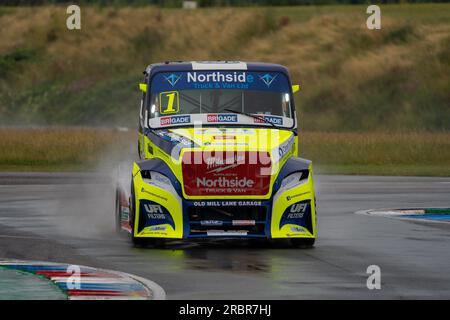 Andover, Großbritannien. 08. Juli 2023. Qualifizierung bei der British Truck Racing Championship auf dem Thruxton Circuit, Andover, Großbritannien, am 8. Juli 2023. Foto: Chris Williams. Nur redaktionelle Verwendung, Lizenz für kommerzielle Verwendung erforderlich. Keine Verwendung bei Wetten, Spielen oder Veröffentlichungen von Clubs/Ligen/Spielern. Kredit: UK Sports Pics Ltd/Alamy Live News Stockfoto