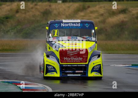Andover, Großbritannien. 08. Juli 2023. Qualifizierung bei der British Truck Racing Championship auf dem Thruxton Circuit, Andover, Großbritannien, am 8. Juli 2023. Foto: Chris Williams. Nur redaktionelle Verwendung, Lizenz für kommerzielle Verwendung erforderlich. Keine Verwendung bei Wetten, Spielen oder Veröffentlichungen von Clubs/Ligen/Spielern. Kredit: UK Sports Pics Ltd/Alamy Live News Stockfoto