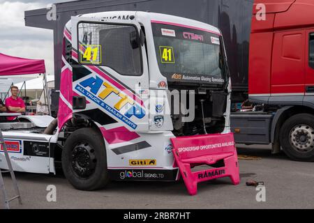 Andover, Großbritannien. 08. Juli 2023. Qualifizierung bei der British Truck Racing Championship auf dem Thruxton Circuit, Andover, Großbritannien, am 8. Juli 2023. Foto: Chris Williams. Nur redaktionelle Verwendung, Lizenz für kommerzielle Verwendung erforderlich. Keine Verwendung bei Wetten, Spielen oder Veröffentlichungen von Clubs/Ligen/Spielern. Kredit: UK Sports Pics Ltd/Alamy Live News Stockfoto