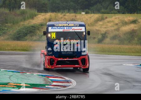 Andover, Großbritannien. 08. Juli 2023. Qualifizierung bei der British Truck Racing Championship auf dem Thruxton Circuit, Andover, Großbritannien, am 8. Juli 2023. Foto: Chris Williams. Nur redaktionelle Verwendung, Lizenz für kommerzielle Verwendung erforderlich. Keine Verwendung bei Wetten, Spielen oder Veröffentlichungen von Clubs/Ligen/Spielern. Kredit: UK Sports Pics Ltd/Alamy Live News Stockfoto