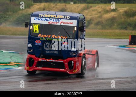 Andover, Großbritannien. 08. Juli 2023. Qualifizierung bei der British Truck Racing Championship auf dem Thruxton Circuit, Andover, Großbritannien, am 8. Juli 2023. Foto: Chris Williams. Nur redaktionelle Verwendung, Lizenz für kommerzielle Verwendung erforderlich. Keine Verwendung bei Wetten, Spielen oder Veröffentlichungen von Clubs/Ligen/Spielern. Kredit: UK Sports Pics Ltd/Alamy Live News Stockfoto