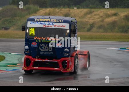 Andover, Großbritannien. 08. Juli 2023. Qualifizierung bei der British Truck Racing Championship auf dem Thruxton Circuit, Andover, Großbritannien, am 8. Juli 2023. Foto: Chris Williams. Nur redaktionelle Verwendung, Lizenz für kommerzielle Verwendung erforderlich. Keine Verwendung bei Wetten, Spielen oder Veröffentlichungen von Clubs/Ligen/Spielern. Kredit: UK Sports Pics Ltd/Alamy Live News Stockfoto
