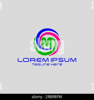 M Buchstabe farbenfrohes Logo im Kreis. Vector Design-Vorlagenelemente für Ihre Anwendung oder Unternehmensidentität Stock Vektor