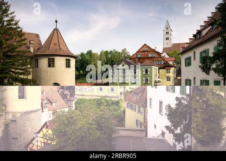 Blick auf das Schloss Meersburg und die Altstadt von der Neuen Burg, Bodenseekreis, Bodensee, Baden-Württemberg, Deutschland, Europa Stockfoto