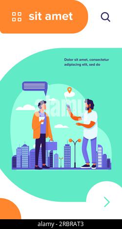 Personen, die die Standort-App auf dem Telefon verwenden Stock Vektor