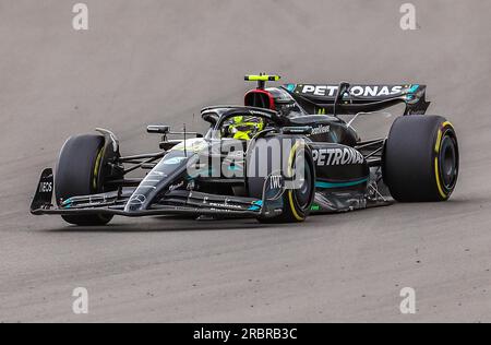 Lewis Hamilton 44 (GBR), Mercedes AMG Petronas W14 während des FORMEL 1 ARAMCO BRITISH GRAND PRIX 2023 am Silverstone Circuit, Silverstone, Vereinigtes Königreich, am 9. Juli 2023 Stockfoto