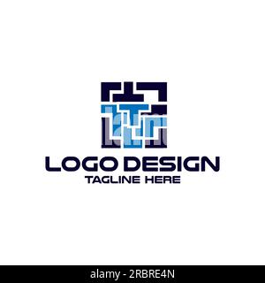 Modern Digital Technology Logo Design Vector mit T-Motiv Stock Vektor