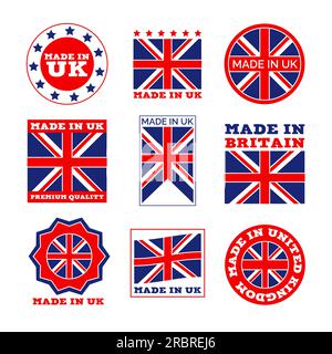 Flaches Emblem-Set für Großbritannien Stock Vektor
