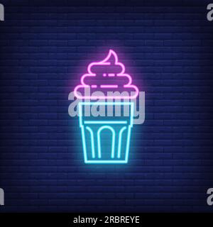 Delicious Cupcake Neon Schild Stock Vektor