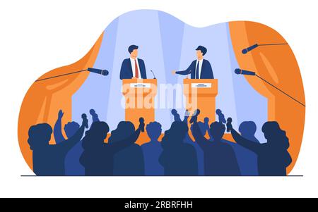Politiker, die vor dem Publikum sprechen oder Debatten führen Stock Vektor