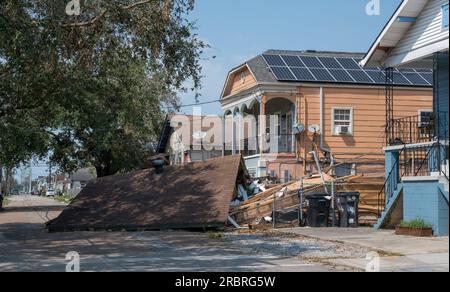 Schäden durch Hurrikan Ida (2021) in New Orleans Stockfoto