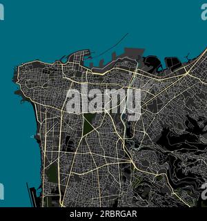 Vektorkarte der Beirut-Libanon-Daten aus OpenStreetMap Stock Vektor