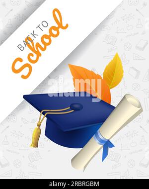 Schrift mit Kritzeleien und Abschlussmütze Stock Vektor