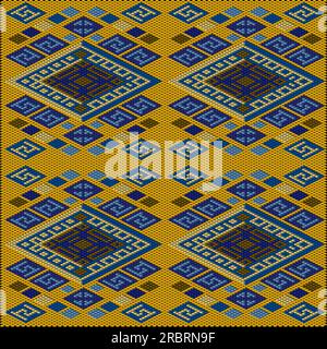 Ornament, Mosaik, ethnisch, Volksmuster. Er ist in hellen, saftigen, perfekt passenden Farben hergestellt. Stock Vektor