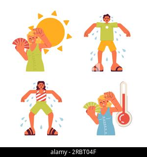 Überhitzungswarnung Flachkonzept-Vektor-Punktabbildung Stock Vektor