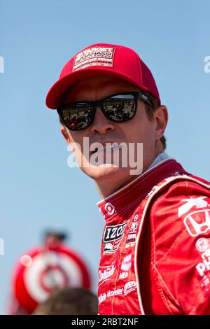 Ft WORTH, TX, 08. JUNI 2012: Scott Dixon (9) bereitet sich auf das Firestone 550-Rennen auf dem Texas Motor Speedway in Fort Worth, TX, vor Stockfoto