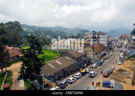 Blick auf die Stadt, Kodaikanal weithin bekannt als Kodai, befindet sich in Palani Hügeln, 2133 Meter über dem Meeresspiegel, ein Bergresort in Tamil Nadu, Südindien Stockfoto