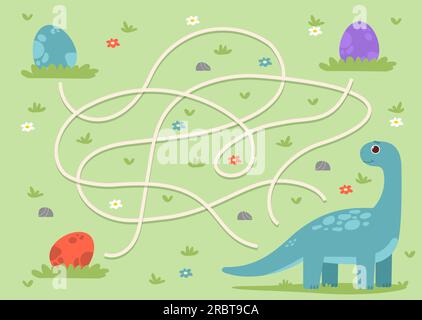 Labyrinth mit Dinosaurier- und Eierkonzept Stock Vektor