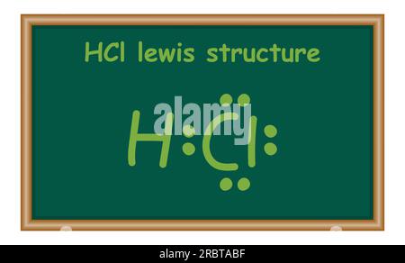 Lewis-Elektronenpunktstruktur für ein Chlorwasserstoffmolekül. HCL-lewis-Struktur. Ressourcen für Lehrer und Schüler. Stock Vektor