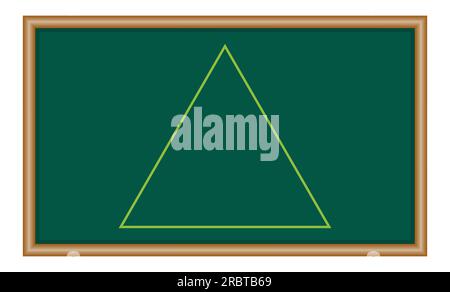 Eigenschaften gleichseitiger Dreiecke in der Mathematik. Drei Seiten mit gleicher Länge. Geometrische Form. Mathematische Ressourcen für Lehrer und Schüler. Stock Vektor