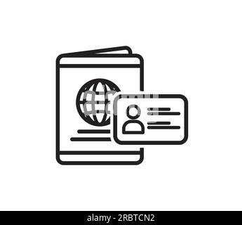 Einfacher klassischer id-Reisepass-Identifizierungslinienvektor isoliert auf weißem Hintergrund Stock Vektor