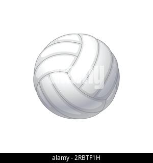 Einfacher klassischer, realistischer, weißer Volleyball-Umriss, Zeichensymbol, Logo-Vektor isoliert auf weißem Hintergrund Stock Vektor