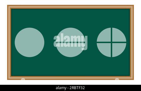 Kreisförmige halbkreisförmige Viertelkreisform. Mathematische Ressourcen für Lehrer und Schüler. Stock Vektor