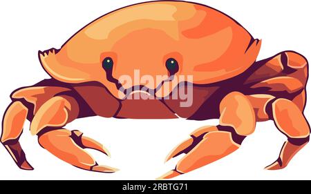 Süße Cartoon-Krabbe mit orangefarbenen Krallen isoliert Stock Vektor