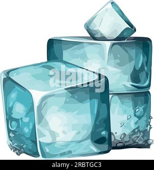 Eiswürfel, Kristallformen in blauen Flüssigkeitstropfen Stock Vektor