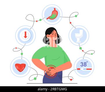 Frau mit Appendizitis-Symptomatik-Konzept Stock Vektor