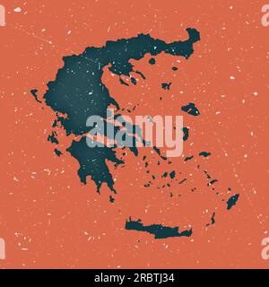 Griechenland Vintage Karte. Grunge-Karte des Landes mit verzweifelter Textur. Griechenland Poster. Vektordarstellung. Stock Vektor