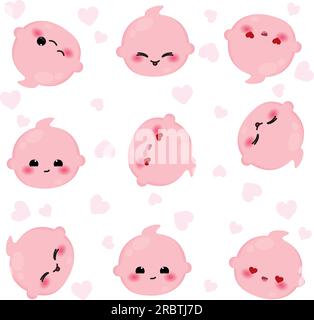 Nahtloser Musterhintergrund mit Baby Emoji Icons Vector Stock Vektor