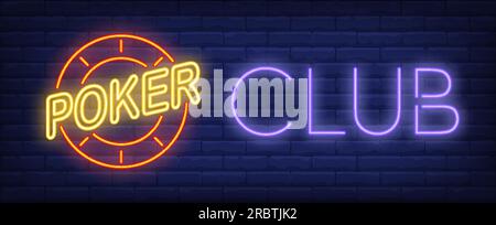 Pokerclub Neonschild Stock Vektor