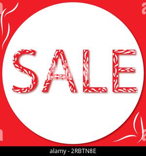 Verkaufsbriefe mit Mustern auf weißem Hintergrund in einem roten Rahmen Stockfoto