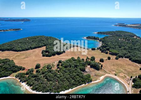 Brijuni-Archipel in Kroatien Europa Panorama aus der Vogelperspektive Stockfoto