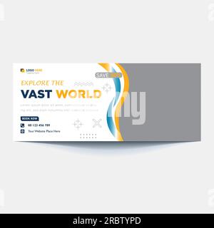 Bannervorlage für Reisen, horizontale Werbung Business Banner Layoutvorlage flaches Design Set, saubere abstrakte Kopfzeile für Webs Stock Vektor