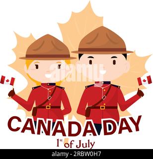 Happy Canada Day Poster Paar Forest Ranger Charaktere Vector Stock Vektor