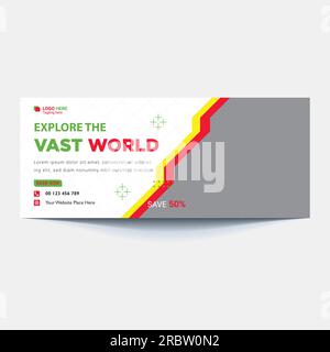 Bannervorlage für Reisen, horizontale Werbung Business Banner Layoutvorlage flaches Design Set, saubere abstrakte Kopfzeile für Webs Stock Vektor