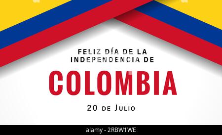 Feliz Dia de la Independencia de Colombia Banner mit Flaggen. Übersetzung aus spanisch - Happy Independence Day of Colombia, Juli 20. Vektorposter Stock Vektor