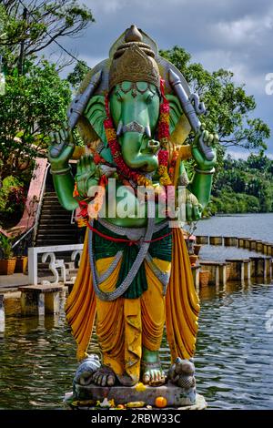 Mauritius, Savanne-Viertel, großer Bassin-Tempel oder Ganga Talao-Tempel, der heiligste hinduistische Gottesdienst auf Mauritius, gott Ganesh Stockfoto