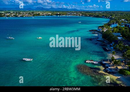 Mauritius, Rivière du Rempart District, Luftaufnahme von Grand Baie Stockfoto