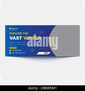 Bannervorlage für Reisen, horizontale Werbung Business Banner Layoutvorlage flaches Design Set, saubere abstrakte Kopfzeile für Webs Stock Vektor