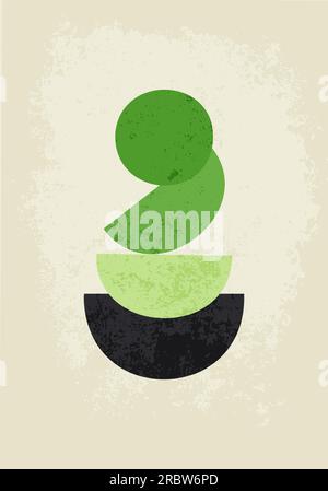 Moderne Kunst, abstraktes Poster, grüne Farbtöne, geometrische Formen Stock Vektor