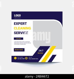 Unternehmensbüro und Hausputzservice Werbeaktion Social-Media-Post oder Webbanner-Vorlagendesign. Housekeeping, Waschen, Reinigen oder Reparieren Stock Vektor